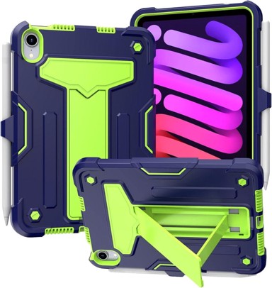 NIKCORP Oklopna maska za iPad Mini 6 8.3" s postoljem i držačem za olovku trodijelna zaštitna futrola, tamnoplava